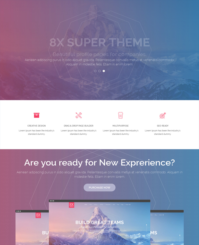 8X - Responsive clean design Super Landing Page Template