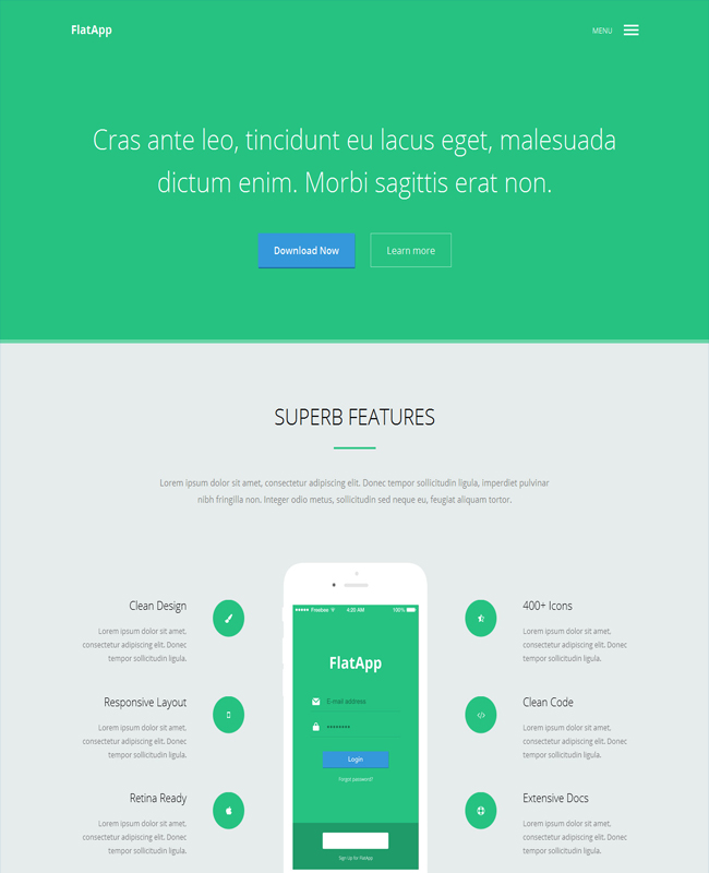 FlatApp - Flat Clean Mobile App Landing Page