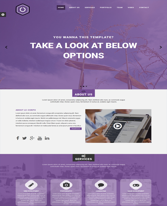 LeCorpo - Responsive HTML 5, Bootstrap Flat Landing Page