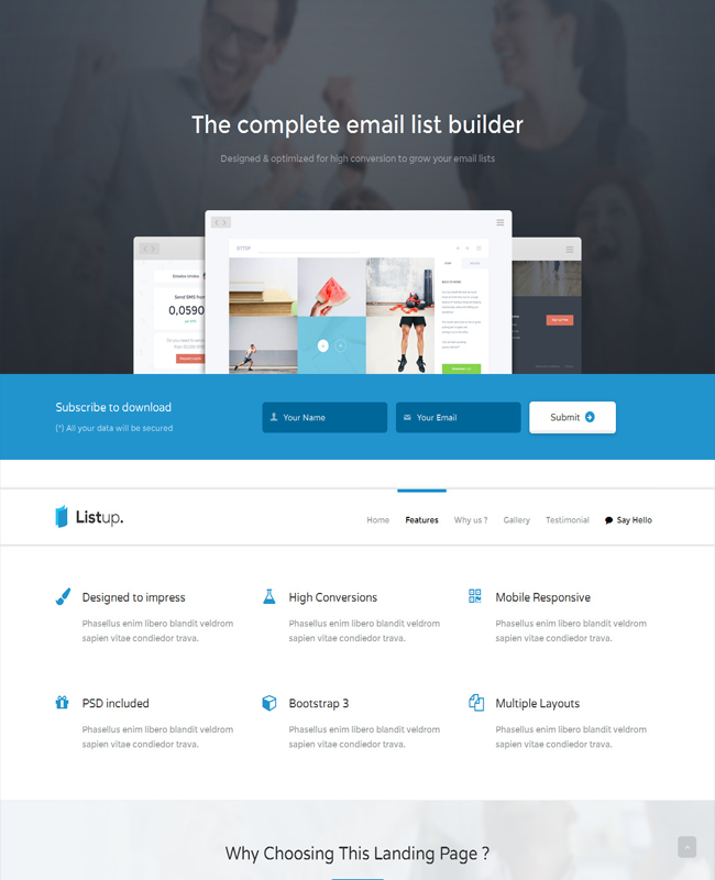 Listup - Premium Landing Page Website Template