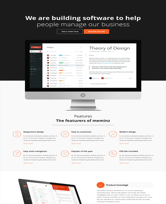 Meminz - Software Download Landing Page Website Template