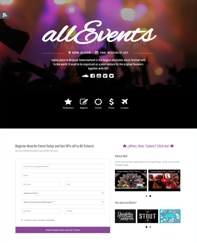 All Events - Event, Conference, Tourism, Music, Sport Multi Purpose Template