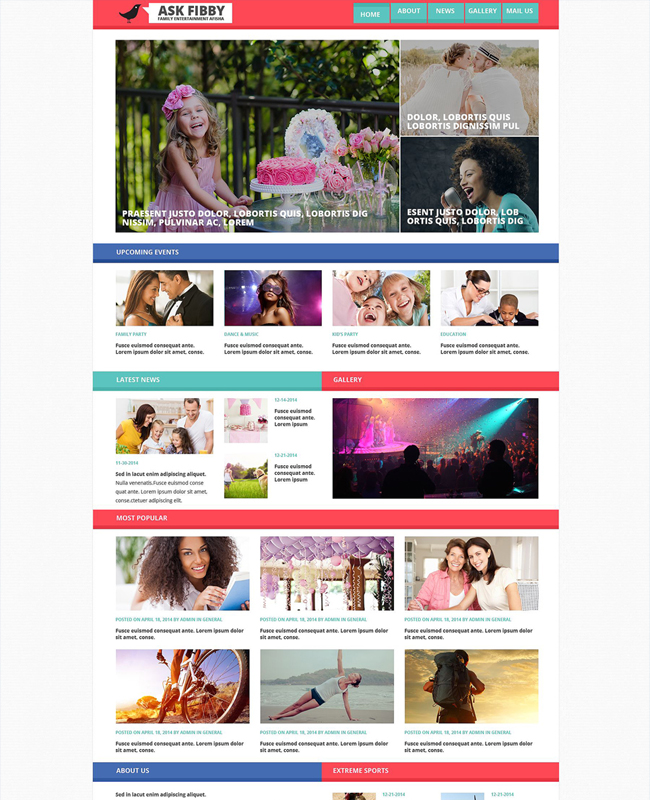 Ask Fibby - Family Entertainment Center Website Template