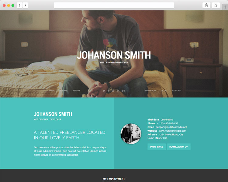BOUNCE - Responsive Personal vCard WordPress Theme