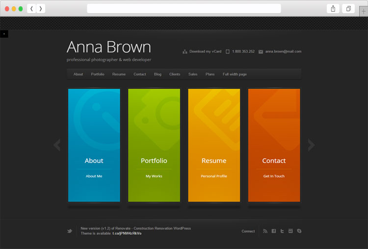 Cascade - Minimalistic Personal vCard WordPress Theme