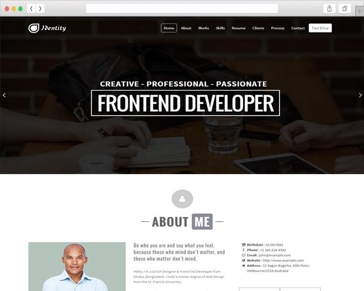 Identity - Portfolio vCard CV WP Theme