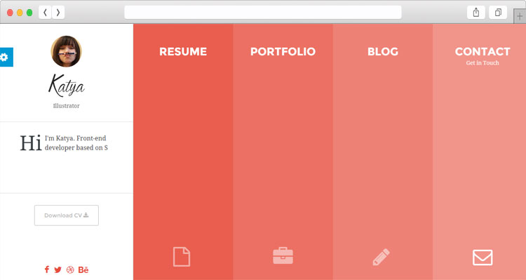 Katya - Interactive WordPress CV template