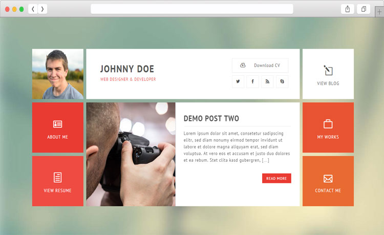 MetroCV - Flip Effect Resume Portfolio WordPress Theme