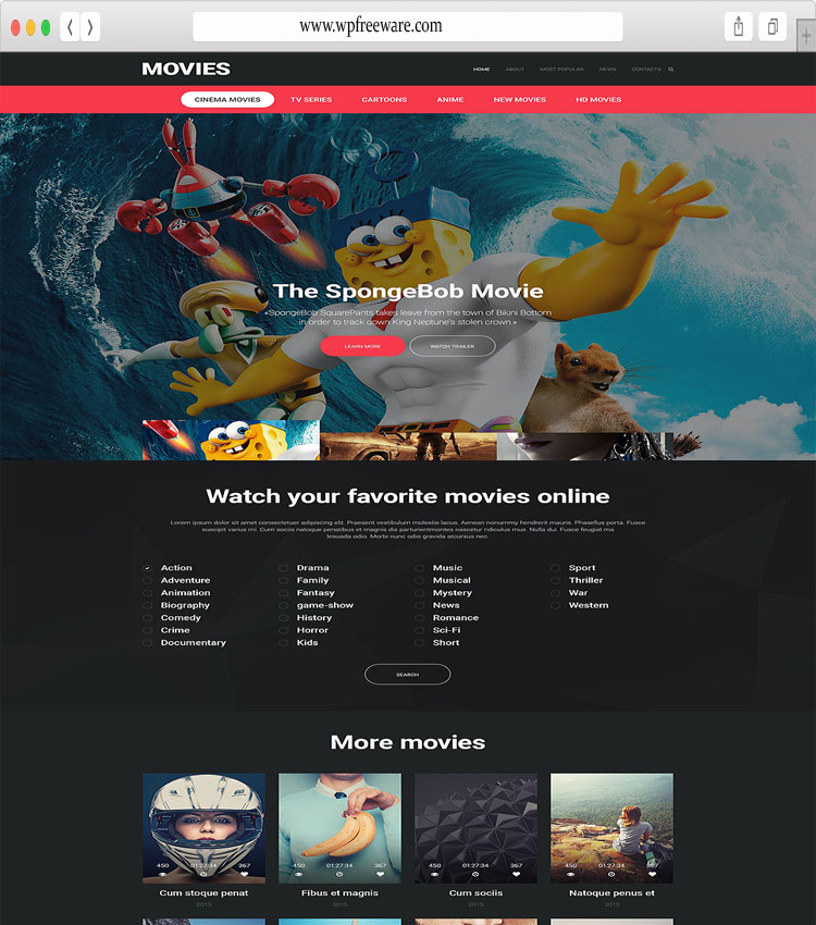 Movies – HTML5 Template for showcasing Cinemas