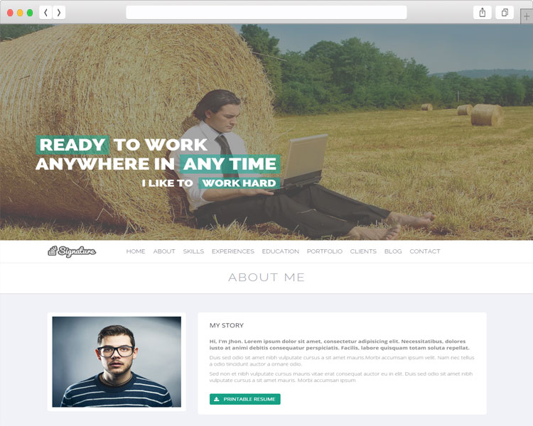 Signature – CV Theme for WordPress