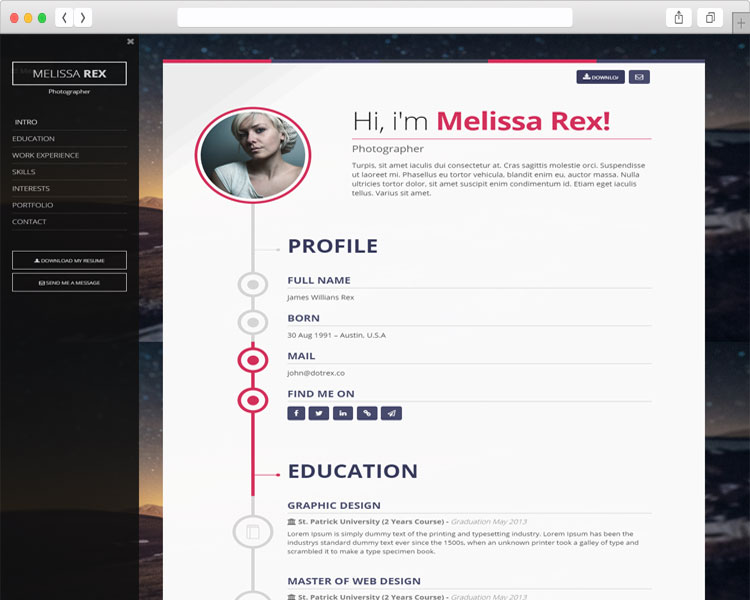 Vertica – Portfolio, Resume & CV Theme for WordPress