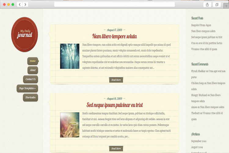 DailyJournal - Fully Responsive Personal Blog WordPress Theme