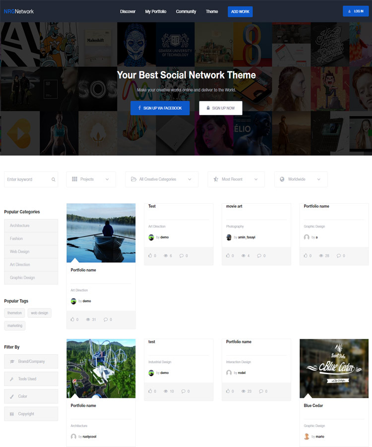 NRGnetwork - WordPress Theme for Social Network