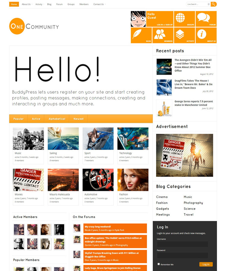 One Community – Built for buddypress