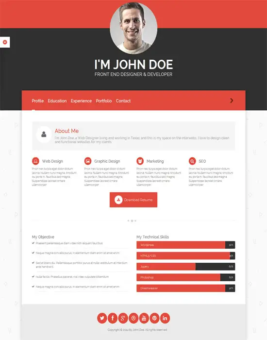 Arther : BS3 Horizontal Scrolling Vcard Personal Template