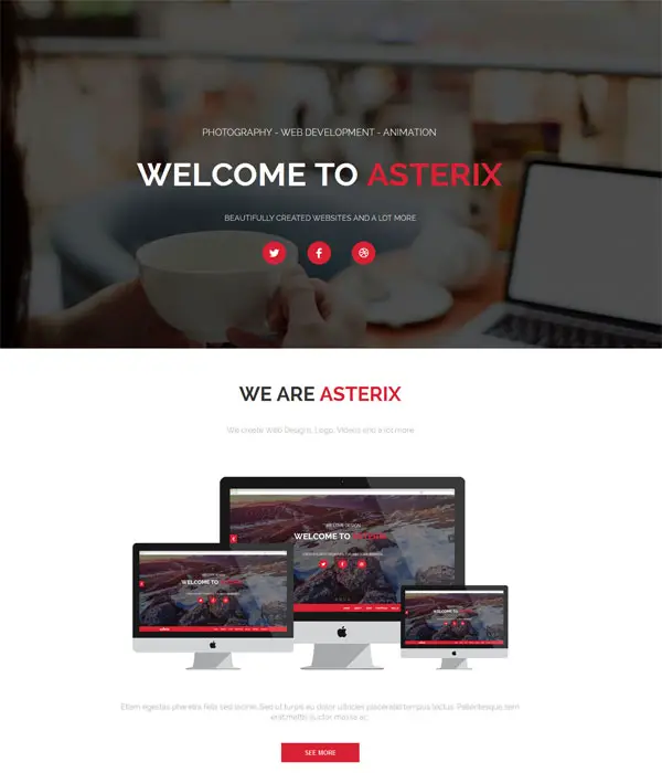 Asterix- Instapage single page responsive Template