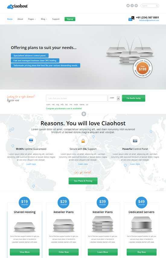 Ciaohost-Responsive Hosting HTML Website Template