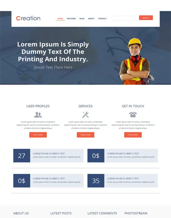 Creation-Free Flat Industrial Bootstrap Responsive web template