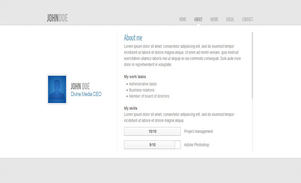 Divine - vCard/Portfolio - With AJAX Contact Form Template