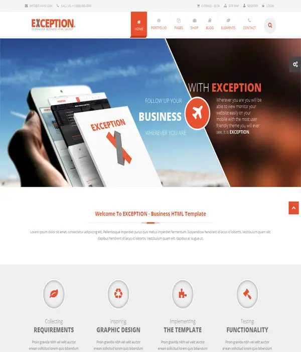 EXCEPTION - Responsive Business Bootstrap HTML Template