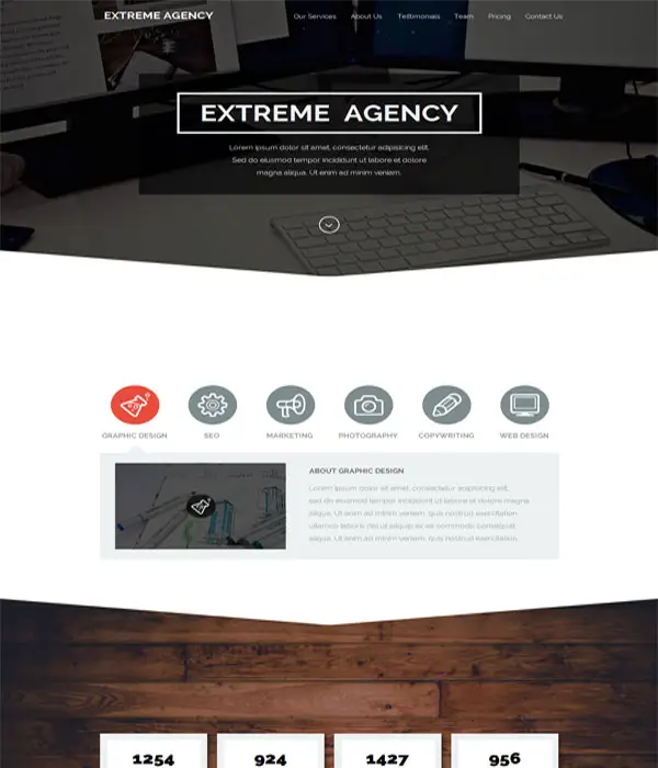 Extreme Agency - Parallax Muse one page html Template