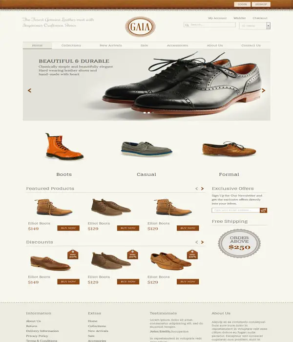 Gaia-E-commerce shoe store Bootstrap html template 