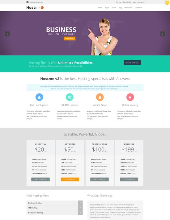 Hostmev2 - Responsive HTML5 Website Template