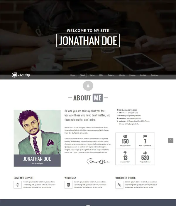 Identity - Responsive One Page Vcard Portfolio Template