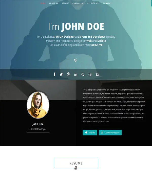 Intima - Clean & Responsive Resume Web Template