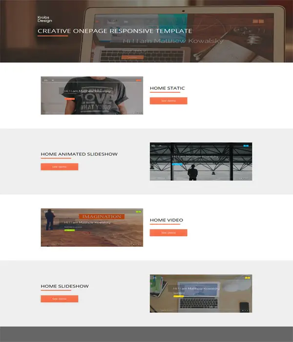 Krobs - Personal Onepage Responsive Website Template