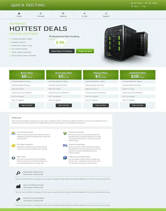 Quick-Free Hosting Domain Sales web Template