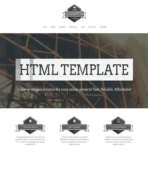Quidditch - Single Page HTML5 Responsive Template