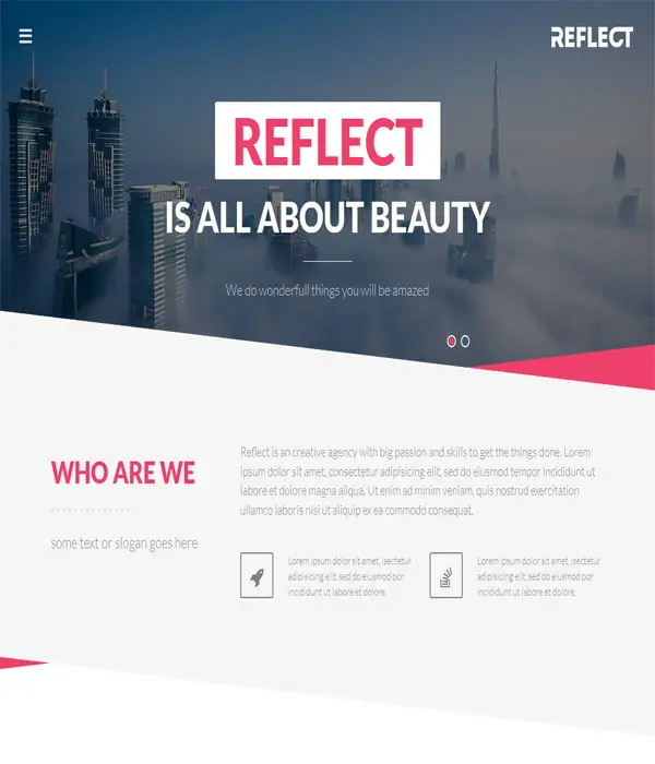 Reflect -Amazing Style Single Page HTML5 Template