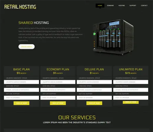 Retail Free Hosting Domain sales Template