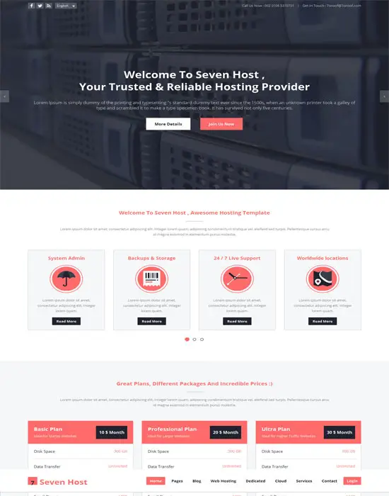 Seven Host - Hosting website Template