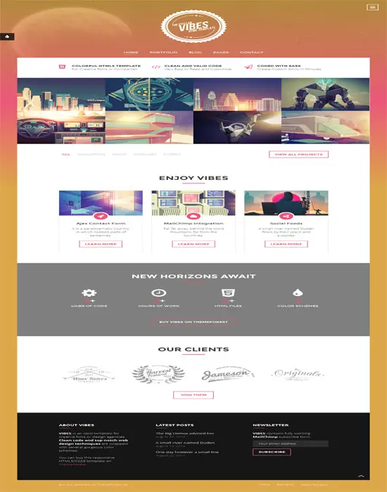 Vibes - Colorful Compact Portfolio HTML Template