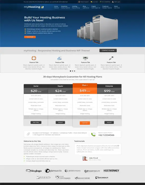 myHosting - Responsive Hosting & Business Website Template