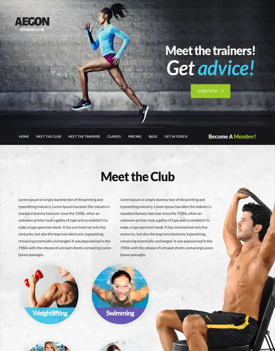 Aegon - Responsive WordPress Gym/Fitness Club Theme