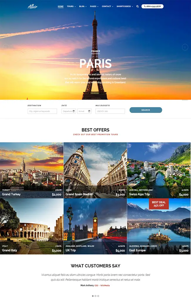 Altair Responsive Travel/Tour Agency Theme