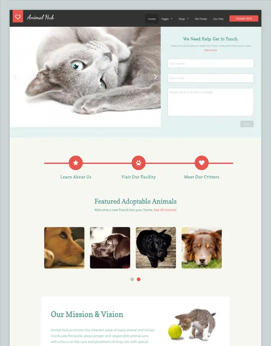 Animal Hub-WordPress Shelters, Shops, & charity wordpress Theme