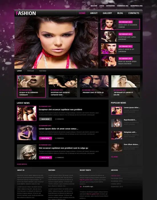 Black and Pink - Fashion WordPress Responsive Theme