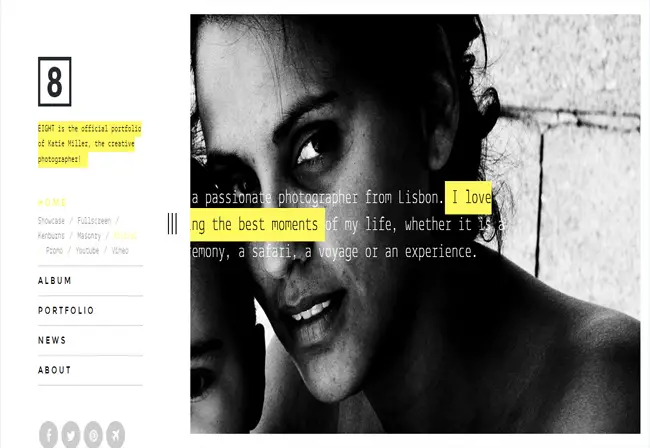 EIGHT - Responsive Photographers & Creatives WordPress Theme