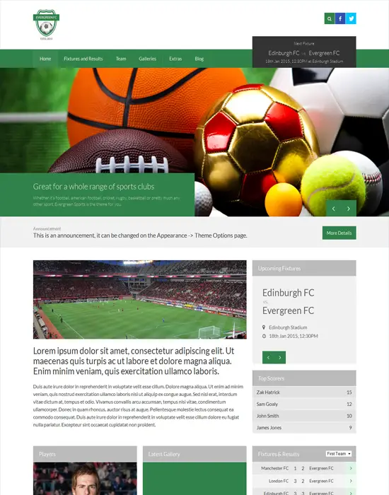 Evergreen Sports - Gaming WordPress Theme