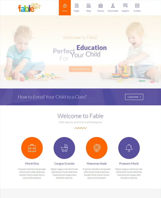 Fable - Children Kindergarten Management WordPress Theme