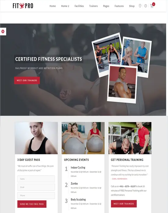 FitPro - Events Fitness Gym Sports Responsive WordPress Theme