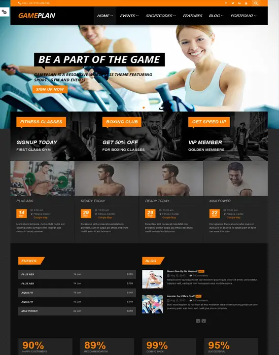 Gameplan - Sport and Gym Fitness WordPress Theme