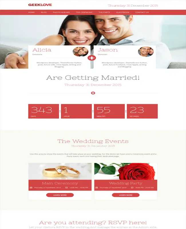 GeekLove - A Loving Couple WordPress Wedding Theme