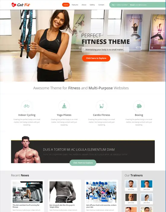 GetFit - Gym Fitness Multipurpose Responsive WordPress Theme