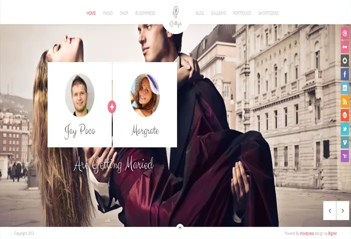Gittys - Wedding Event WordPress Theme