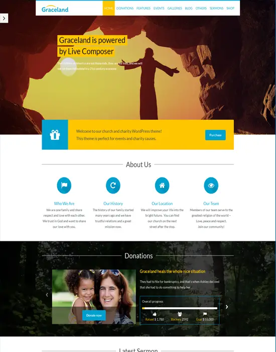 Graceland - Church, Charity & Fundraising WordPress Theme